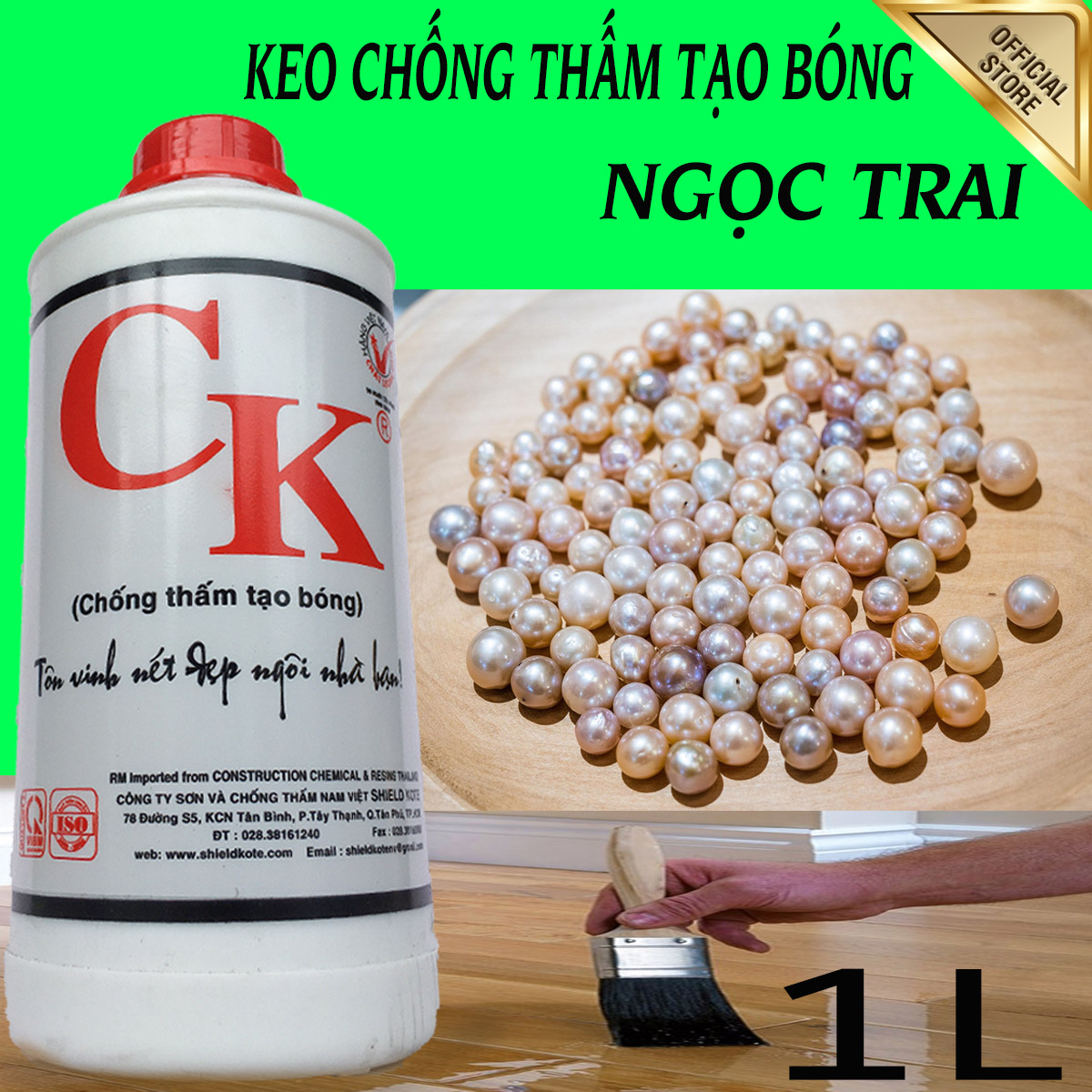 Keo tạo bóng hệ nước không mùi nhanh khô chống thấm trang trí làm bóng thẩm mỹ CK chai 1 Lít