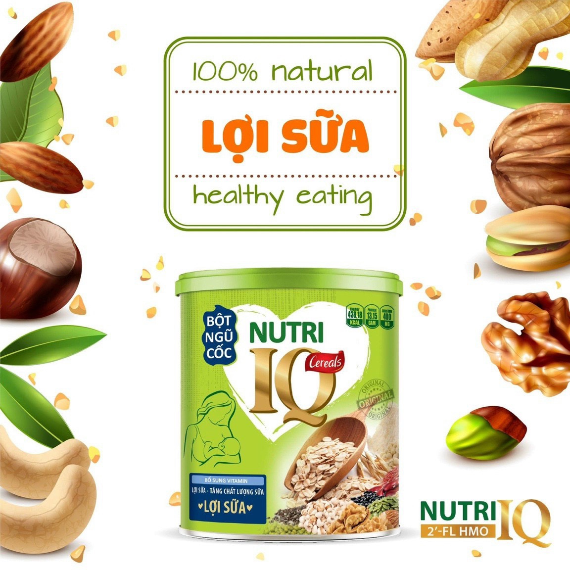 Bột ngủ cốc cereals nutri iq - lợi sữa 650gr