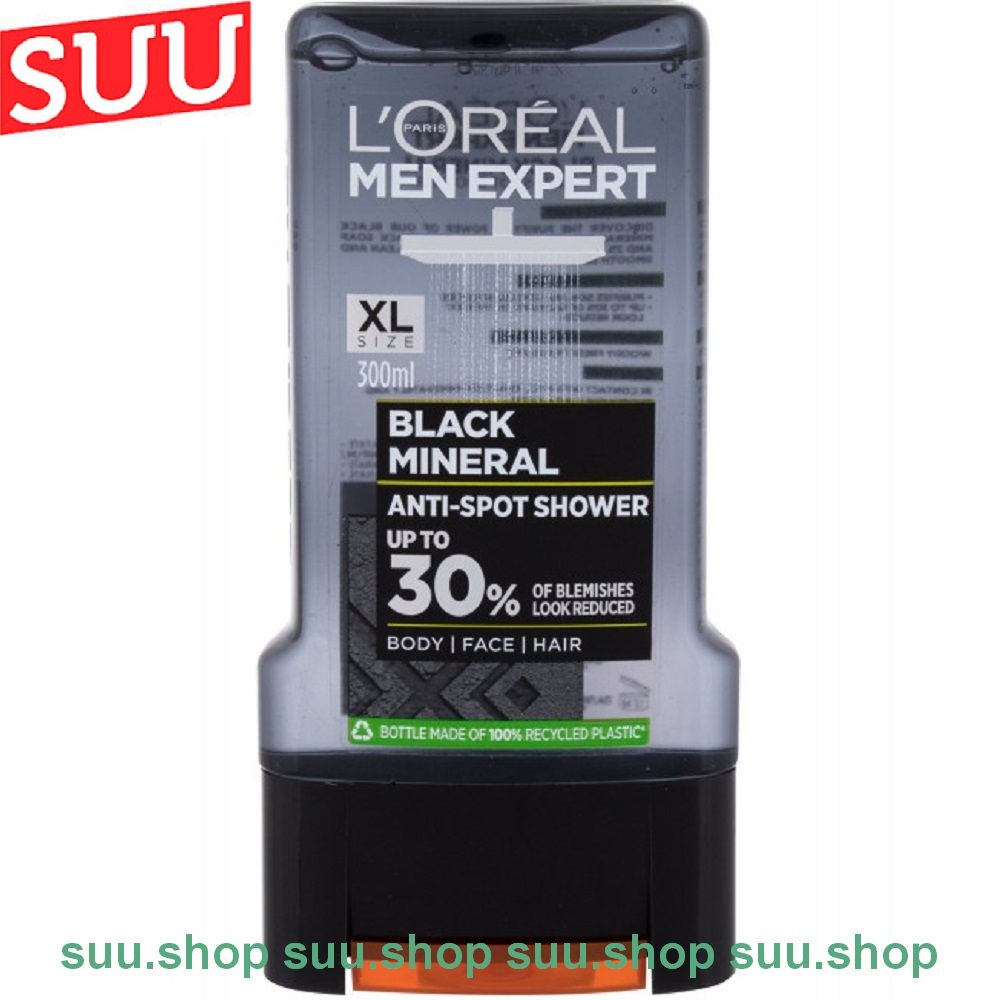 Gel tắm nam loreal 300ml black mineral 100% chính hãng