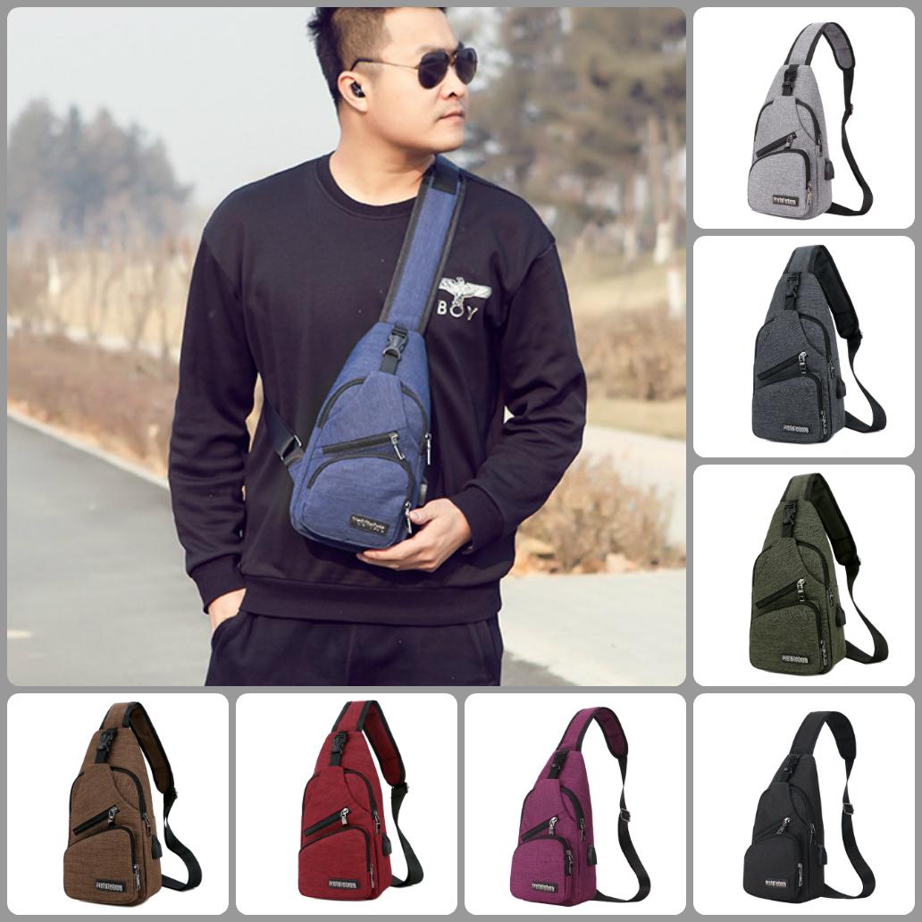 [HCM]Túi Bao Tử Vải Nam Du Lịch Túi Đeo Vai Nam Túi Đeo Chéo Nam Nữ Unisex Thời Trang Hàn Quốc Tích Hợp Cổng USB Sạc 2019 Cao Cấp Hot Trend NB0202