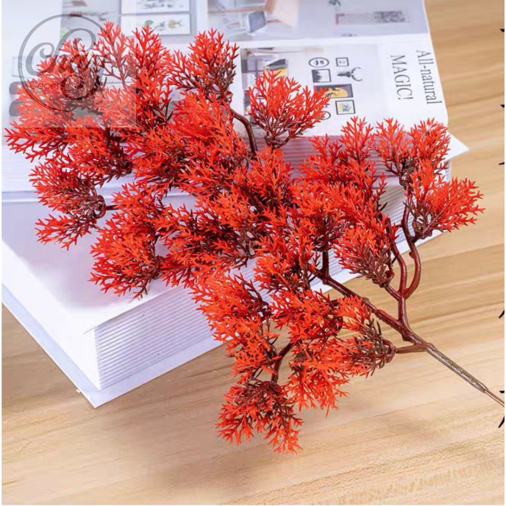 Các Loại Cành Cây Giả Lá Tùng, Lá Phong Đỏ Trang Trí Đèn, Lũa, Tượng Hàng Loại I - Chay Decor