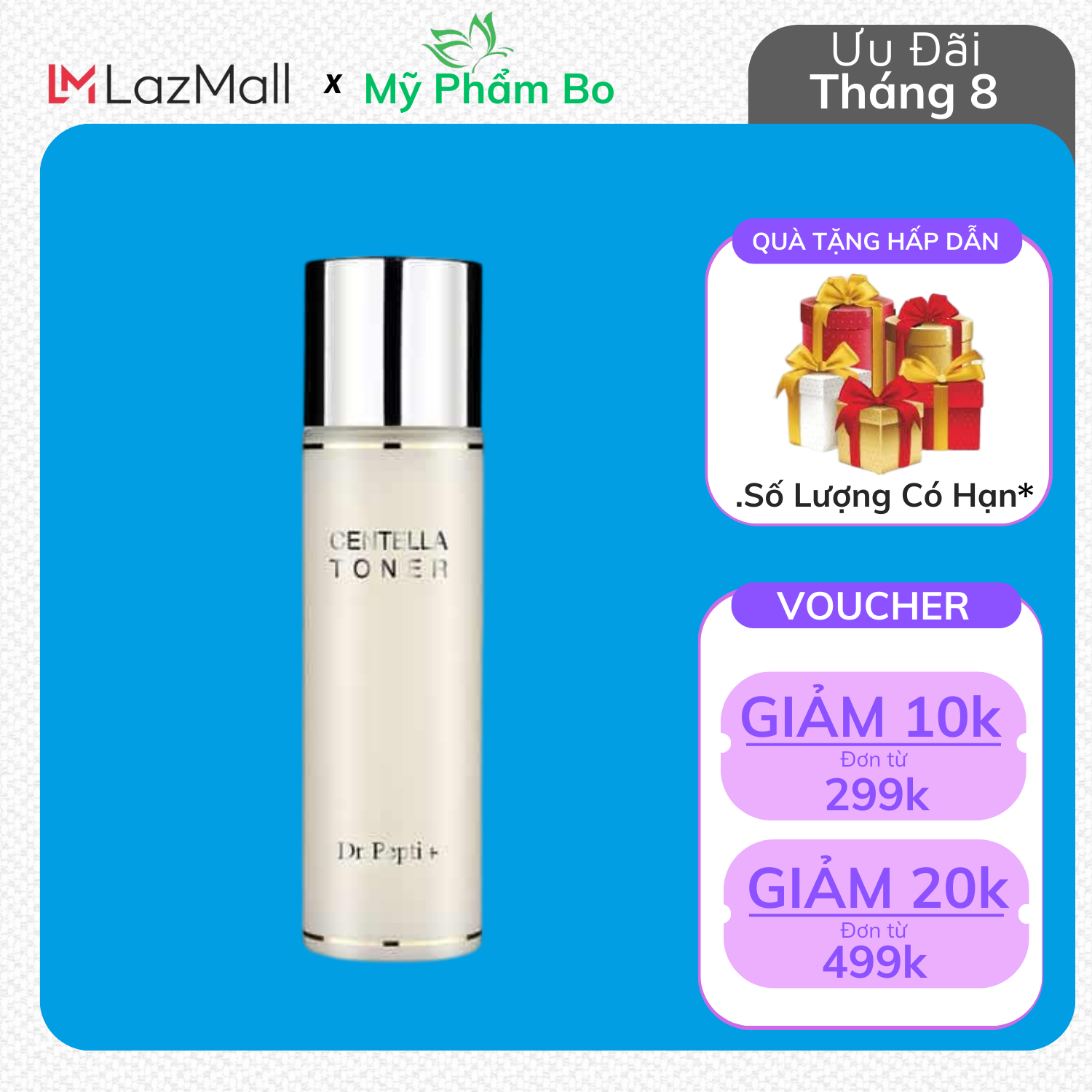 Nước hoa hồng dưỡng da căng bóng dr.pepti centella toner 180ml