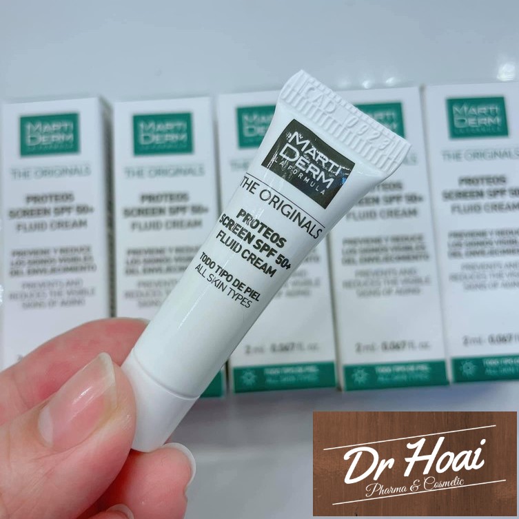 Kem chống nắng martiderm proteos screen spf 50+ fluid cream 2ml - 40ml