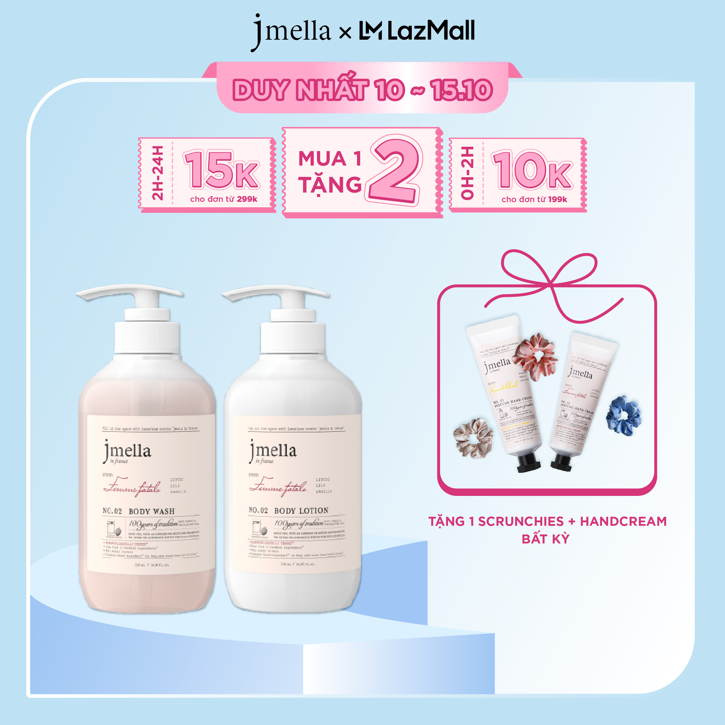 Combo sữa tắm và sữa dưỡng thể hương nước hoa jmella in france