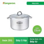 Nồi inox đơn 22cm Kangaroo KG876M -  Đáy 5 lớp - Hàng chính hãng