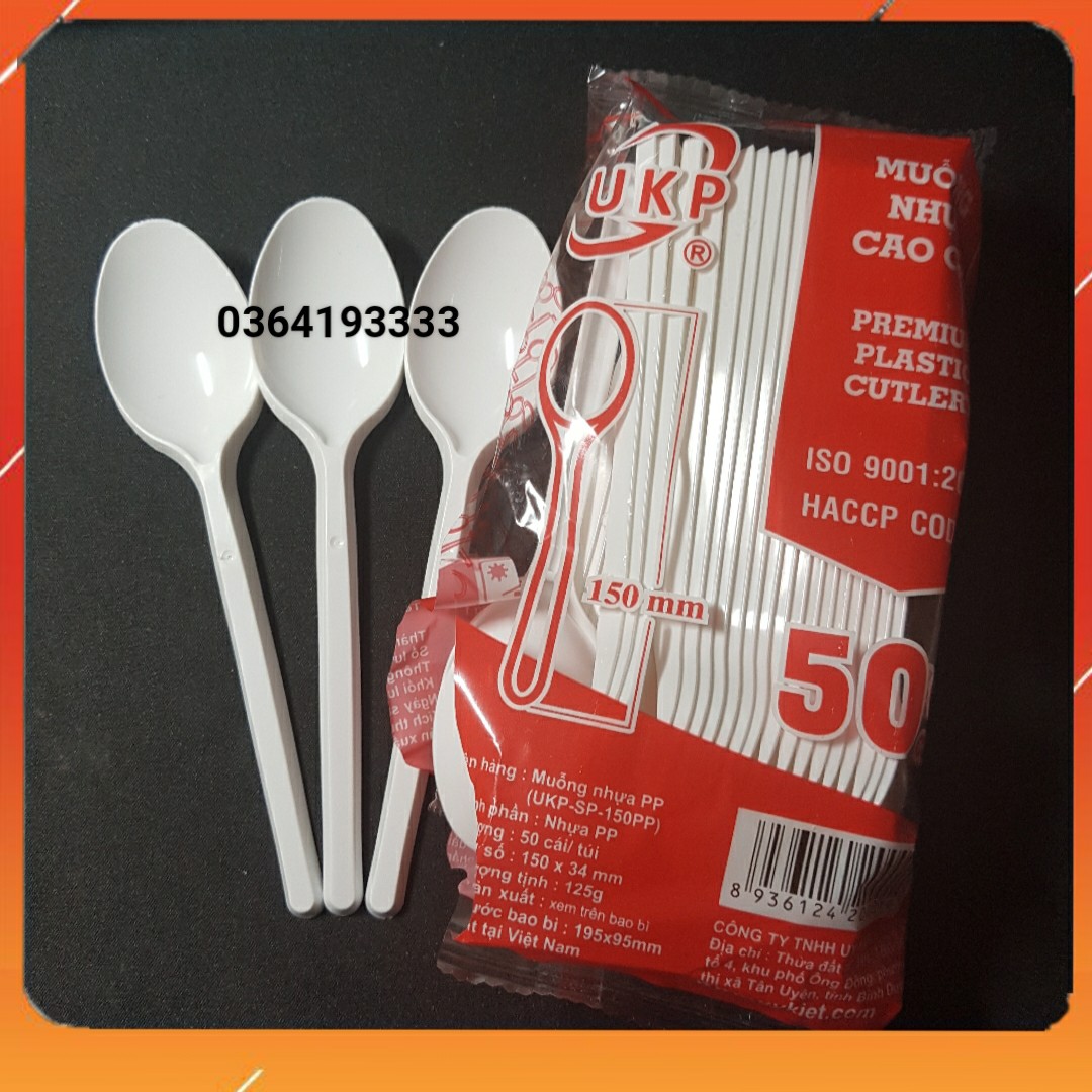 thìa nhựa dùng 1 lần cứng 1 gói 100 cái chất liệu nhựa an toàn ứng dụng trong nhiều trường hợp