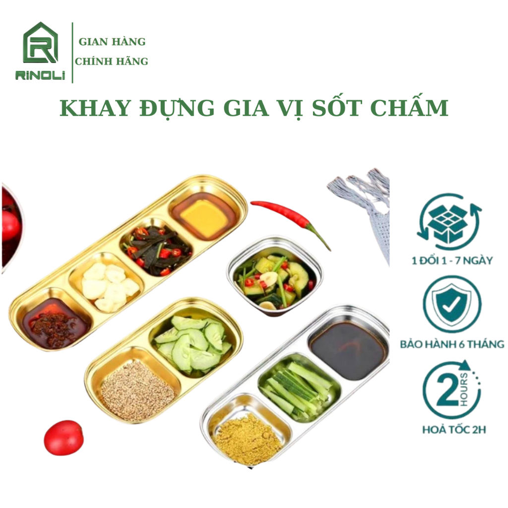 Khay, dĩa, chén inox đựng gia vị sốt chấm hàn quốc-rinoli