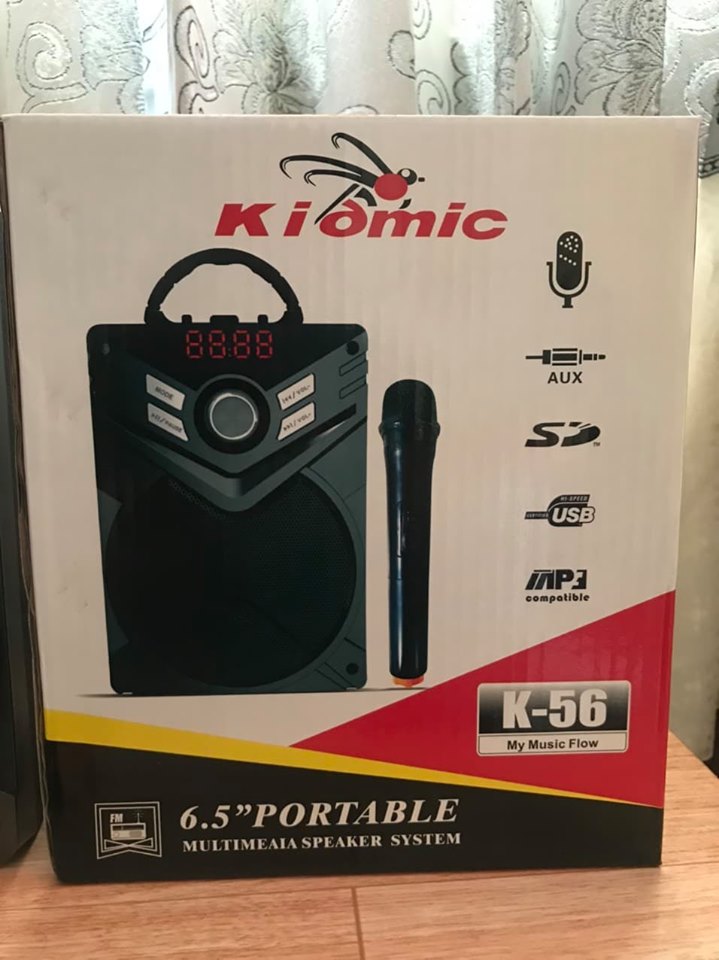 Loa bluetooth thùng gỗ Karaoke di động Kiomic K56 - Tặng kèm 1 không dây - Bảo hành 1 đổi 1 - Giao hàng toàn quốc