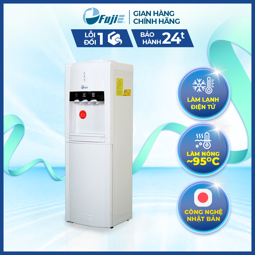 Cây nước nóng lạnh nhập khẩu FUJIE WD1800E Làm lạnh bằng chip điện tử - Công nghệ Nhật Bản - Bảo hành điện tử toàn quốc 24 tháng