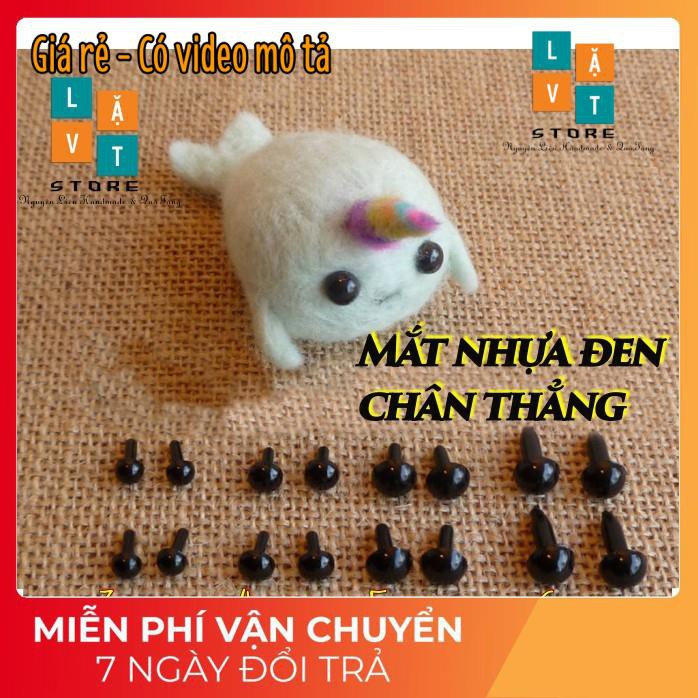 Mắt nhựa đen tuyền chân thẳng - Làm đồ Handmade - Mắt Thú - Mắt búp bê