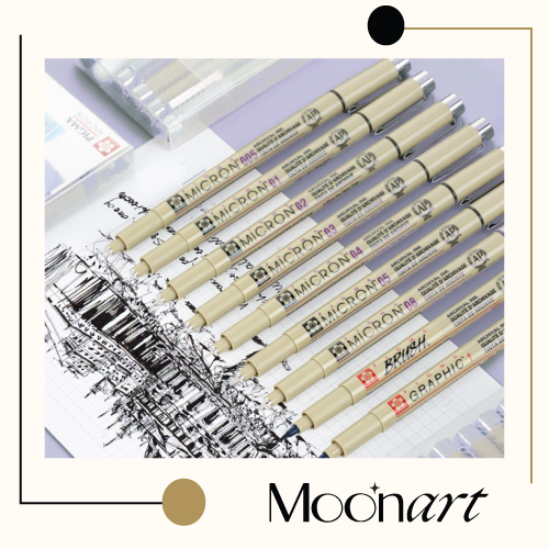 Bút line đi nét chuyên nghiệp Sakura Micron Pigma chính hãng chống nước, bộ bút 7 cây dùng kí họa, vẽ manga, artline - MoonArt