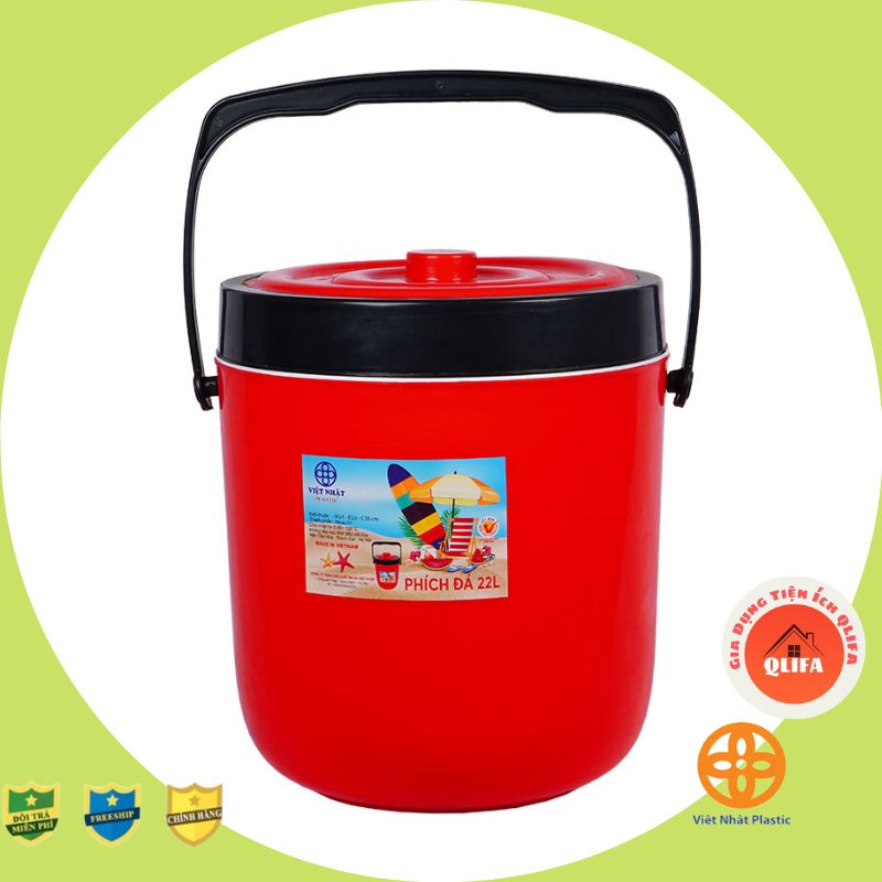 Thùng đựng đá tròn - Phích đá giữ nhiệt nhựa Việt Nhật cao cấp