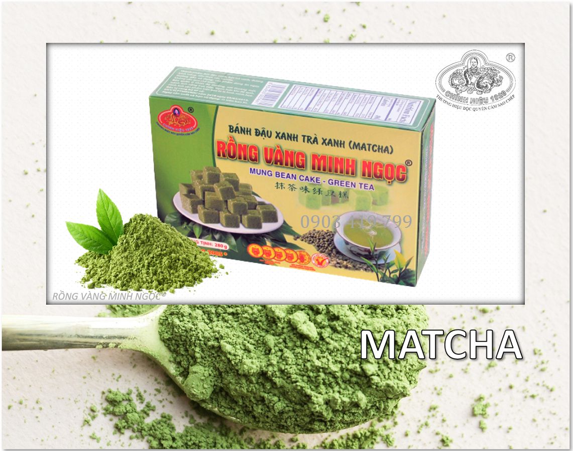 Bánh Đậu Xanh Rồng Vàng Minh Ngọc Trà Xanh (Matcha Mung Bean Cake)