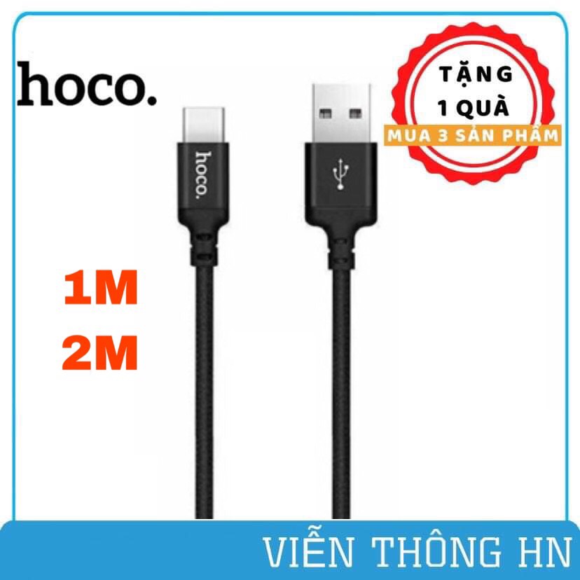 Dây sạc nhanh type c hoco x14 dài 1M 2M - cáp sạc bọc dù chống gập gãy cho samsung oppo...VV