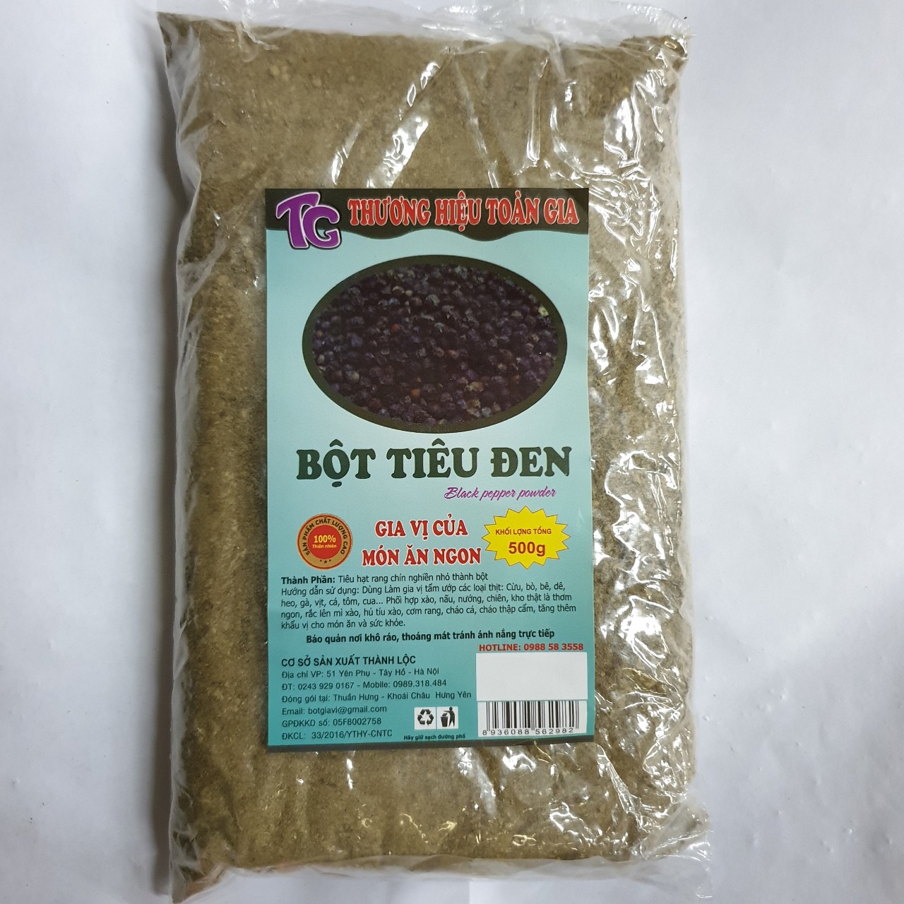 Bột tiêu đen nguyên chất gói 500gr - gia vị cho món ăn thơm ngon, trọn vị