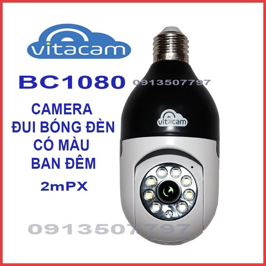 camera bóng đèn trong nhà có màu ban đêm vitacam BC1080 1080p