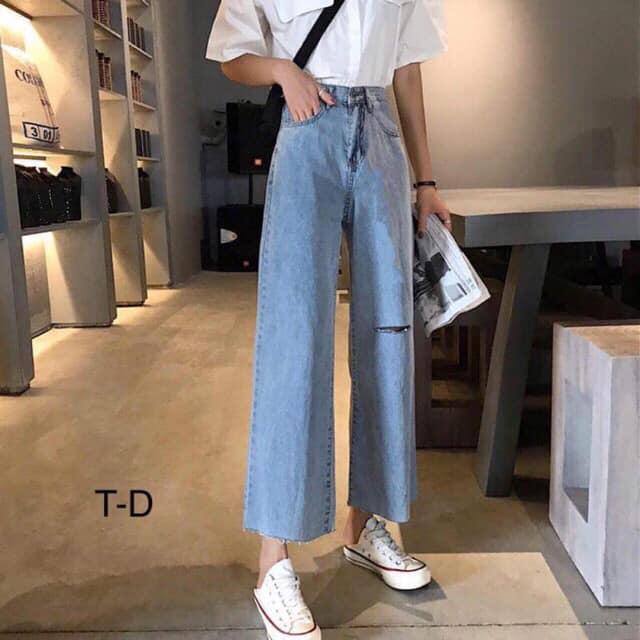 ( ẢNH THẬT) QUẦN BAGGY BÒ, JEAN ỐNG RỘNG RÁCH 1 VẠCH THỜI TRANG HÀN QUỐC, AMELIA