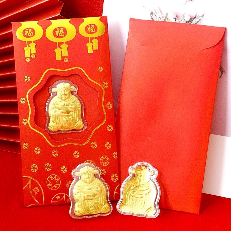 Bao Lì Xì Thần Tài Mạ Vàng May Mắn Rước Tài Lộc – Quà Tết Ý Nghĩa – May Mắn Cho Ngày Vía Thần Tài
