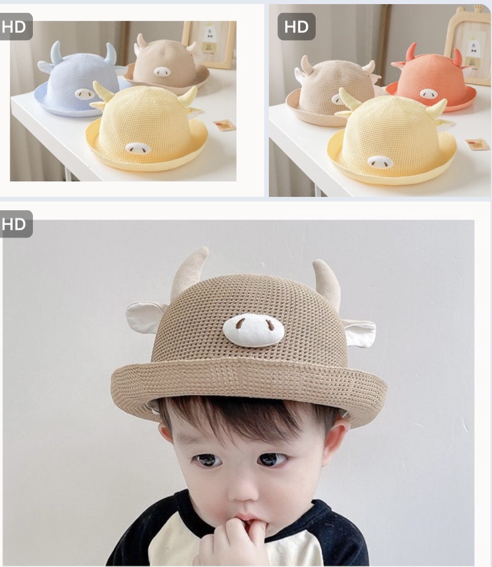 Mũ rộng vành sừng trâu chống nắng siêu yêu cho bé(2-6 tuổi)