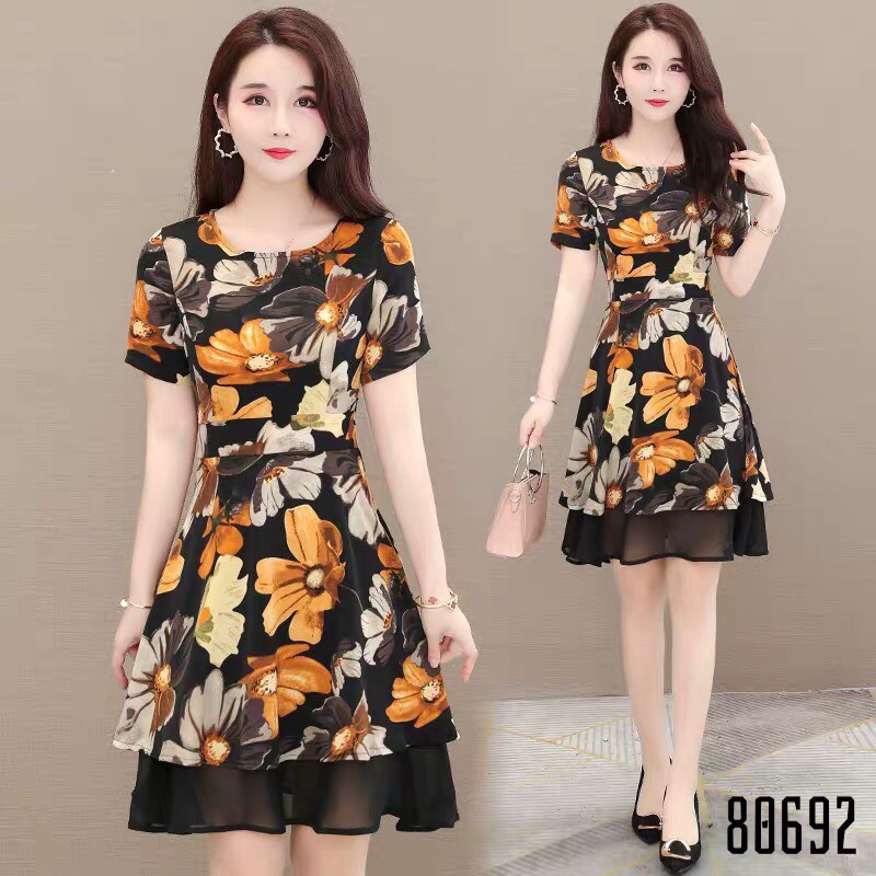 [HCM]ĐẦM HOA VOAN LỤA NỮ CÔNG SỞ QUÝ PHÁI