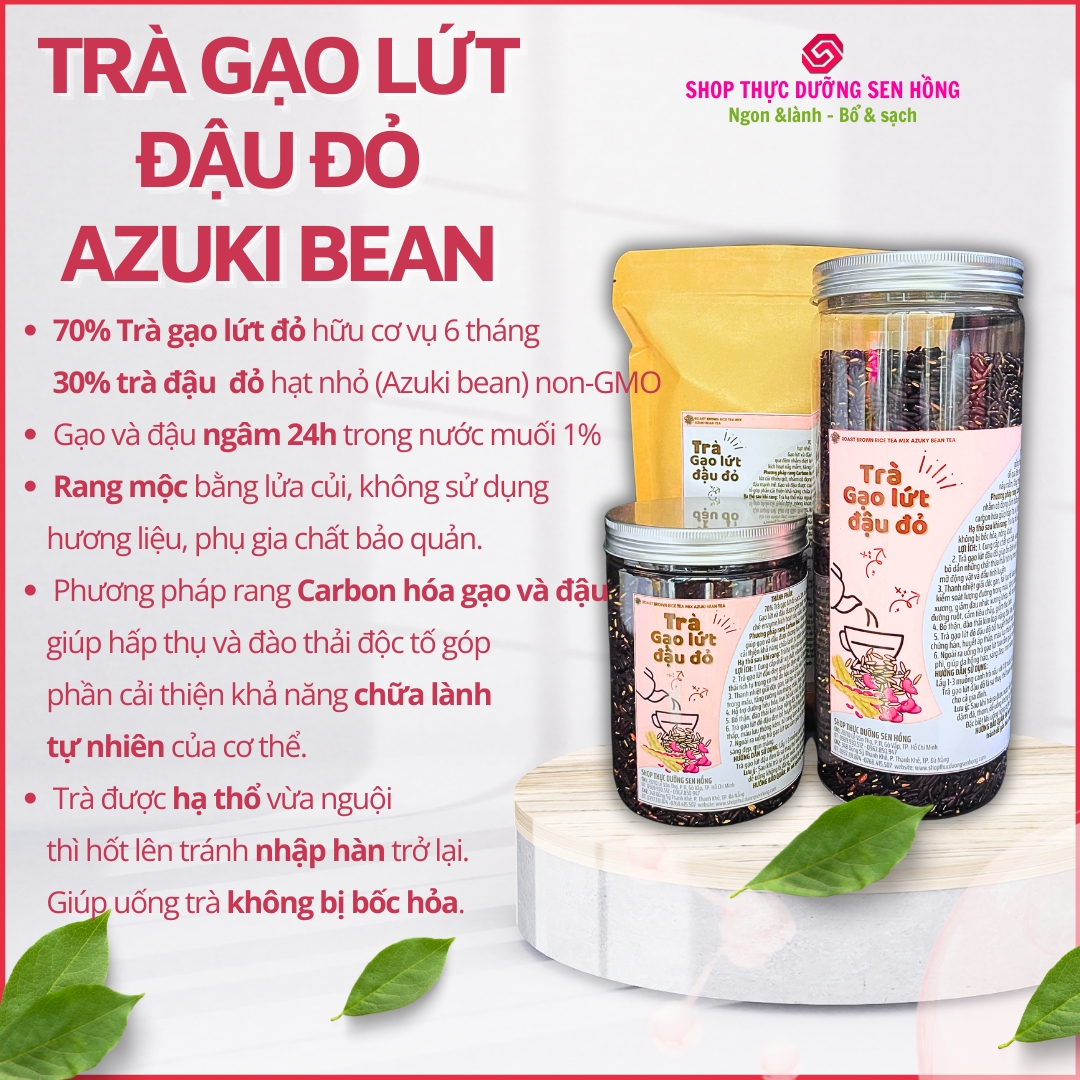 Trà gạo lứt đậu đỏ hạt nhỏ (1KG) Trà rang củi theo phương pháp thực dưỡng ohsawa