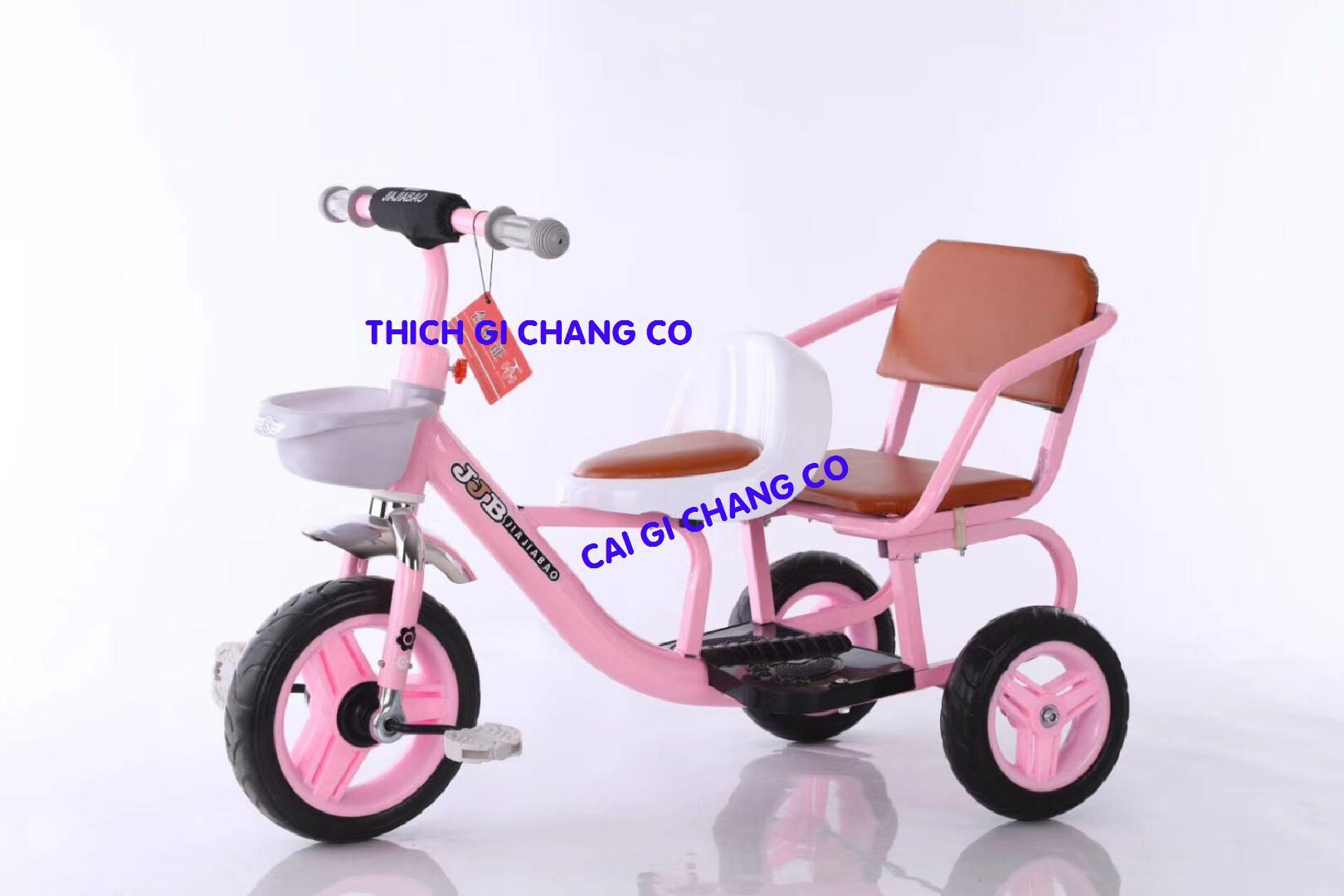 XE ĐẠP 3 BÁNH CHO BÉ 2 CHỖ NGỒI GHẾ DA CAO CẤP
