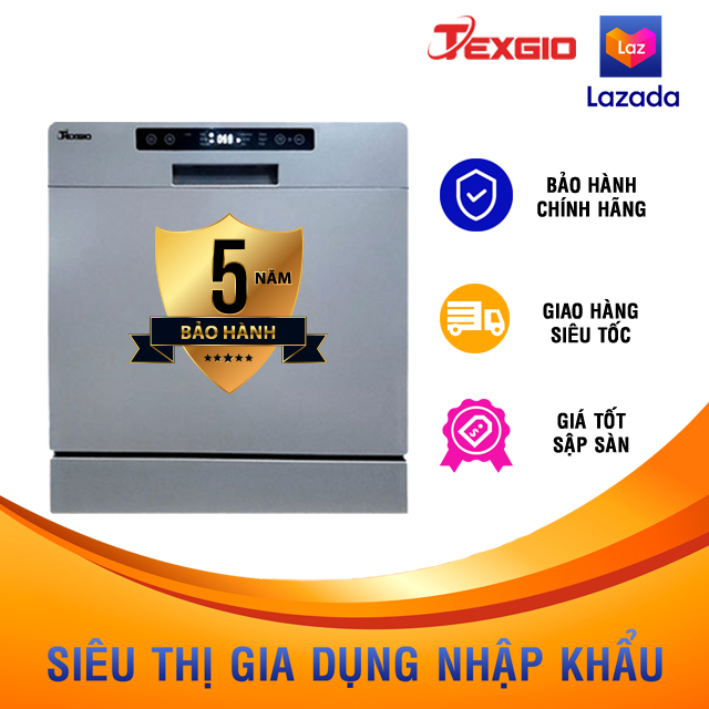 Máy rửa chén bát texgio tg-dt2028 - miễn phí vận chuyển - rửa hoa quả 35°c - sấy khô khí nóng diệt khuẩn. bảo hành 3 năm
