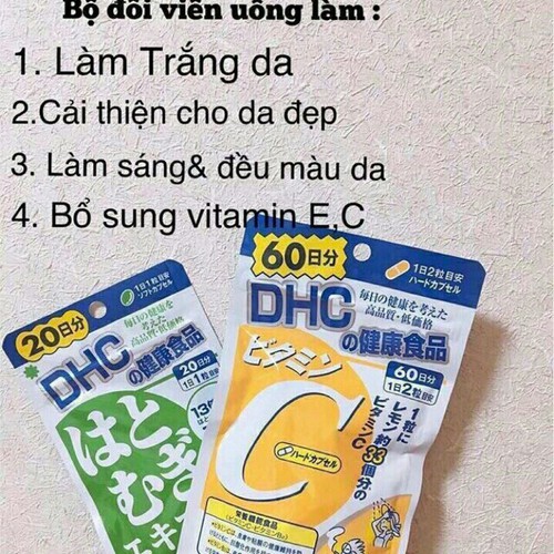 Combo Viên uống DHC vitamin C và DHC trắng da Adlay Extract
