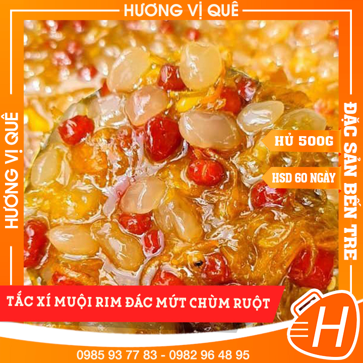 Tắc xí muội rim đác mứt chùm ruột - hộp 500g - đặc sản bến tre