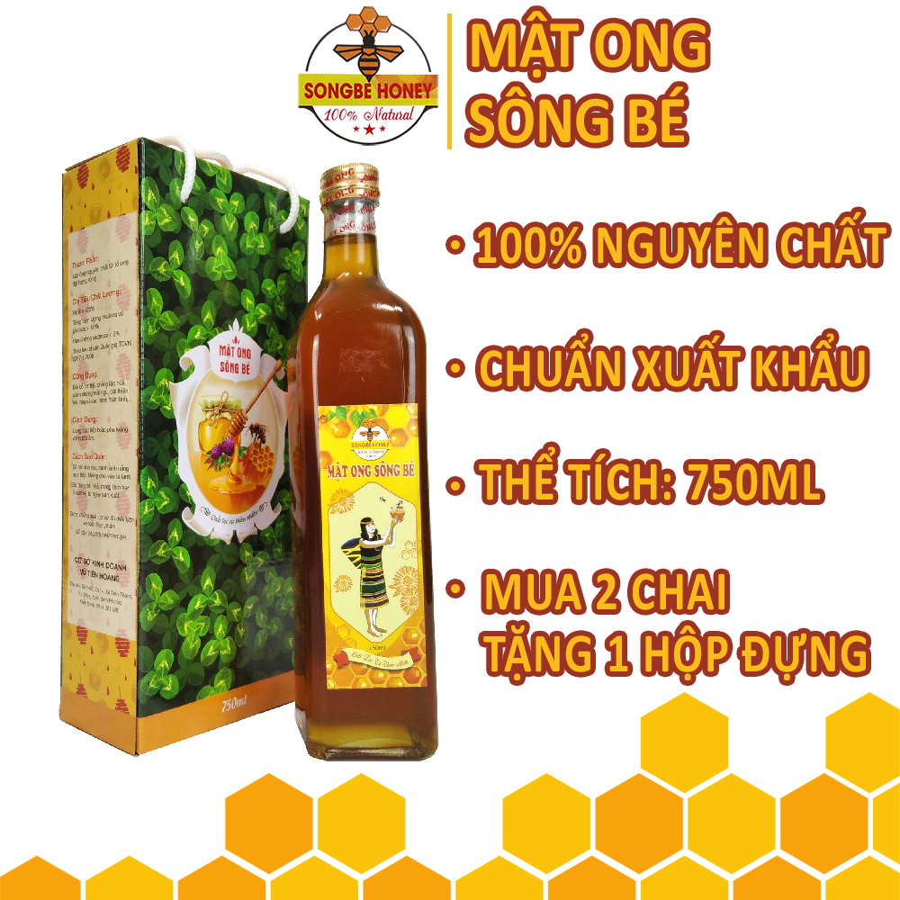 Cao Cấp - MẬT ONG SÔNG BÉ 750ml - Mật Ong Nguyên Chất Từ Thiên Nhiên - Tự Nhiên, An Toàn Và Sang Trọng - Chất Lượng Chuẩn Xuất Khẩu Sang Mỹ