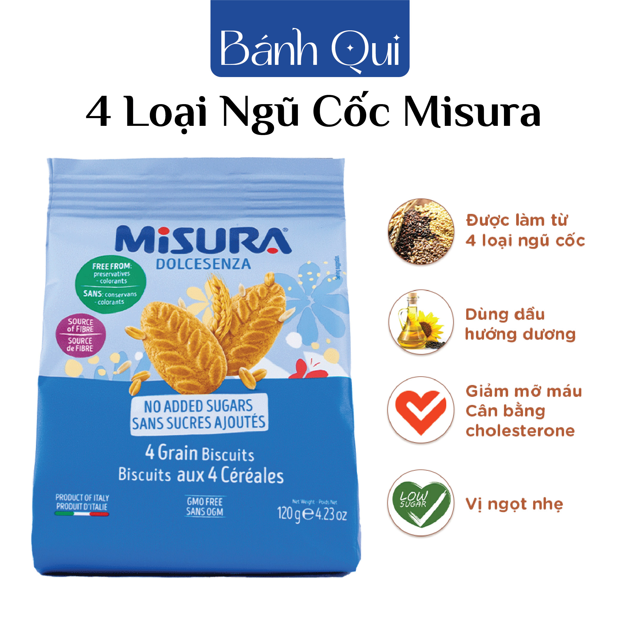Bánh qui 4 loại ngũ cốc Misura 120g