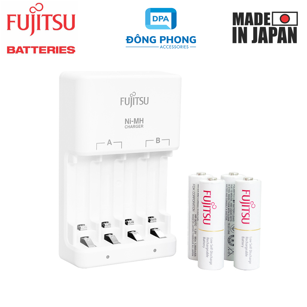 Bộ 4 Pin & Sạc FUJITSU FCT345 Chính Hãng Nội Địa Nhật Bản
