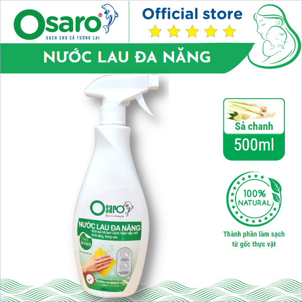 Nước lau đa năng hữu cơ 500ml tinh dầu sả chanh
