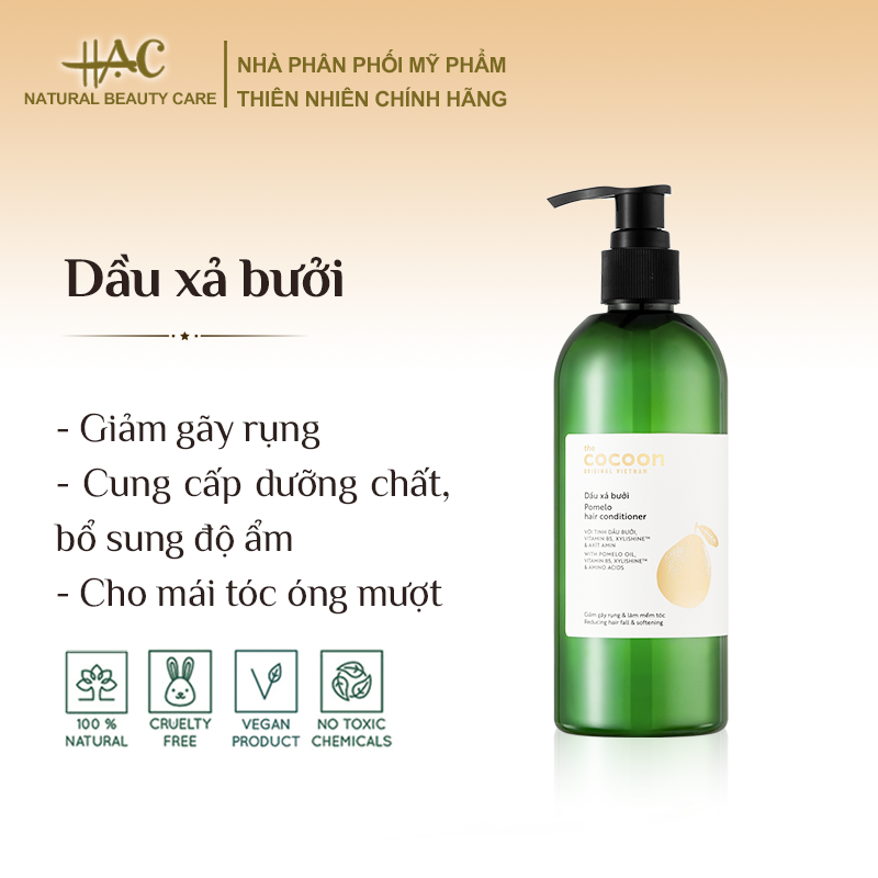 Dầu xả tóc chiết suất từ vỏ Bưởi, cho mái tóc suông mềm, óng ả, 100% thiên nhiên - Cocoon