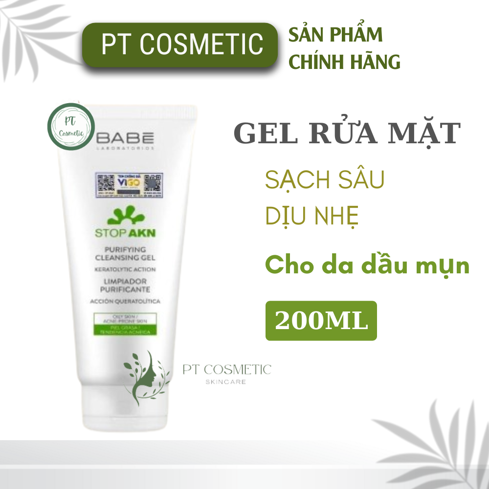 Sữa rửa mặt babe - babé stop akn purifying cleansing gel cho da dầu mụn 200ml