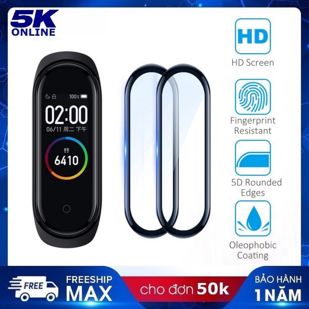 Miếng dán màn hình chống xước cho miband 5, miband 4 3D full màn viền đen dán dẻo full màn miband 4,5