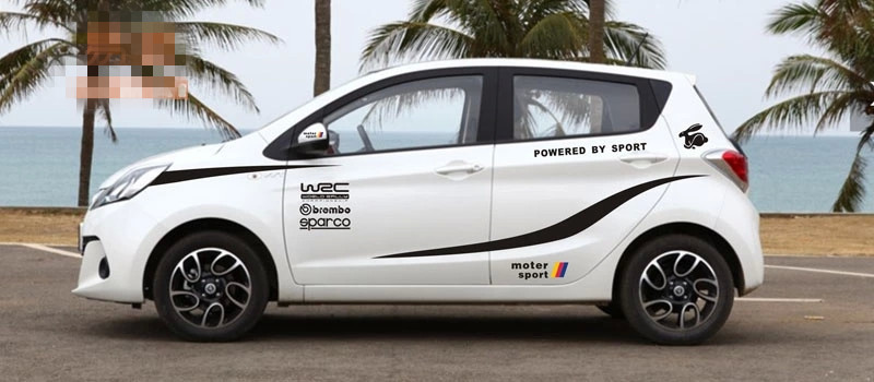 Bộ tem WRC moto sport dán trang trí ô to hatchback nhỏ kia morning, i10, spark ms-208