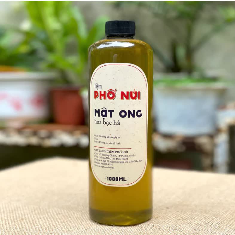 Mật ong hoa bạc hà nguyên chất tiệm phố núi 1000ml