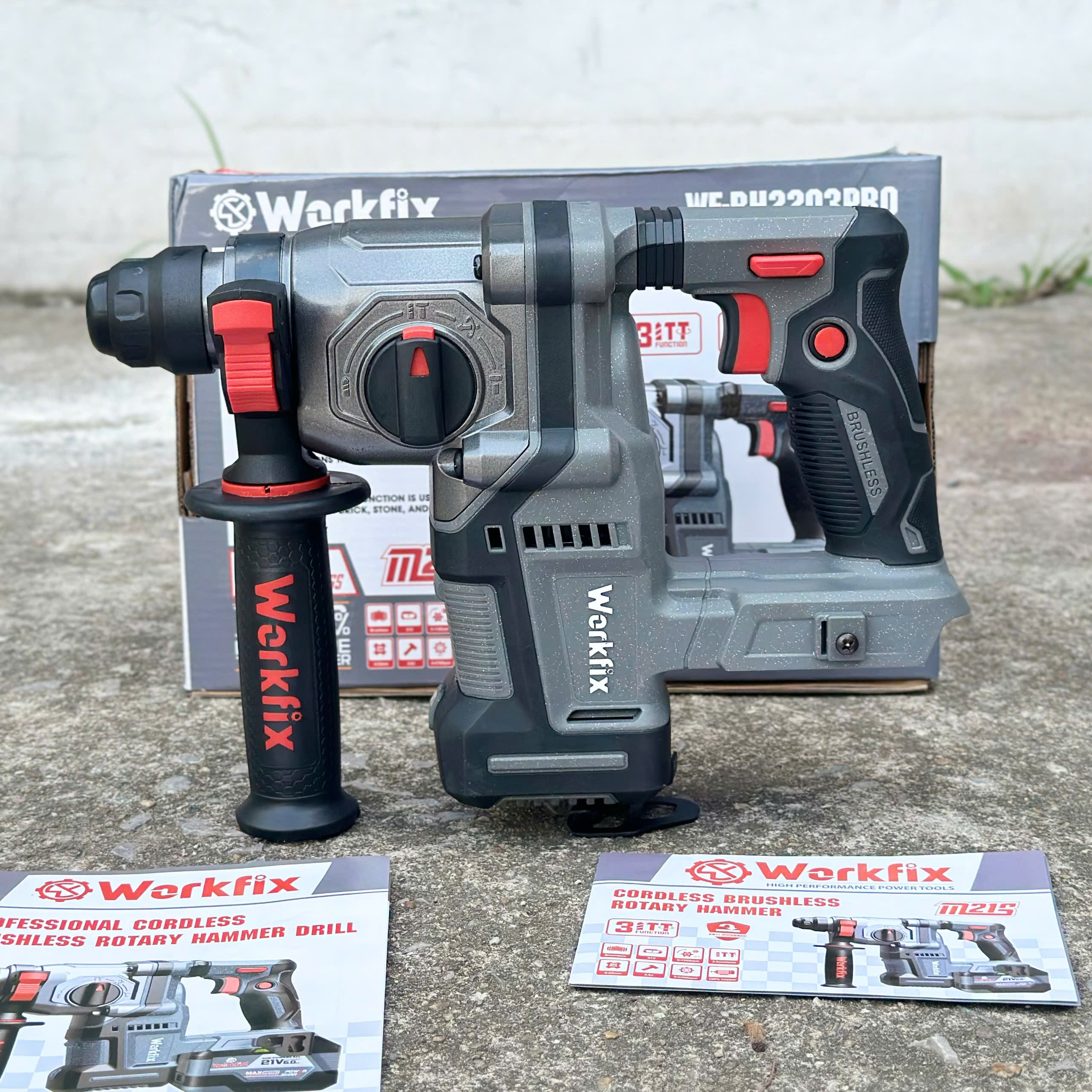Máy Khoan Bê Tông Workfix WF RH 2230 Pro 3 Chức Năng Không Chổi Than Chân Pin Phổ Thông M21 Bảo Hành 6 Tháng