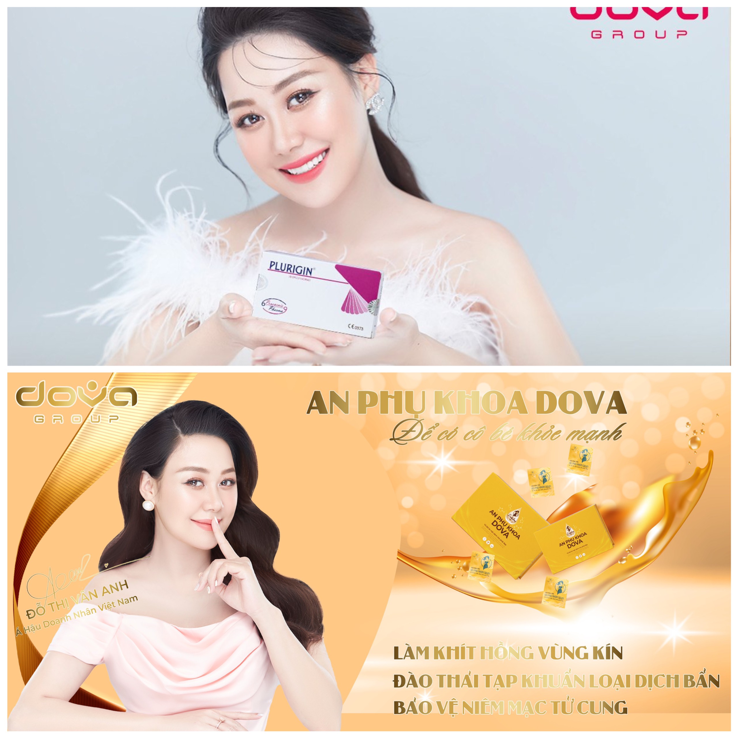Combo 1 hộp an phụ khoa và 1 hộp viên đặt plurigin hàng chuẩn dova viên đặt châu âu