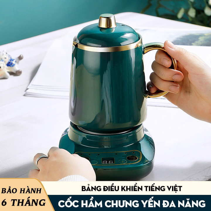 [ TẶNG KÈM BÌNH TRÀ] Cốc chưng yến - Ly chưng yến -  Cốc hầm đa năng - Cốc sứ điện đa năng - Kèm đế điện - Dung tích 500ml/600ml - HÀNG CHÍNH HÃNG