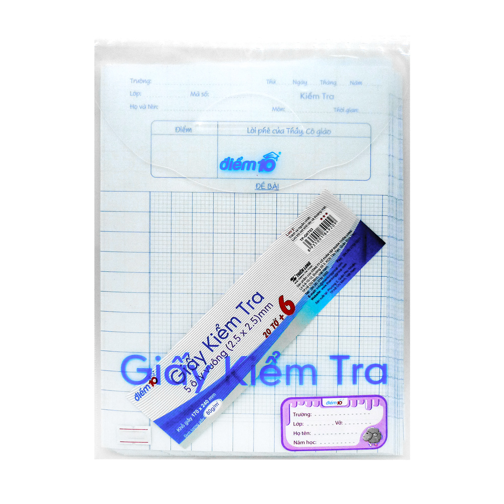 Giấy kiểm tra thiên long 5 ô ly vuông
