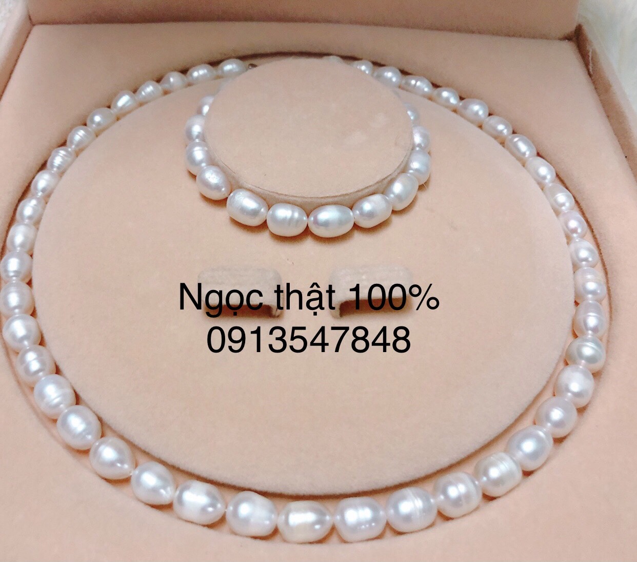 Bộ trang sức ngọc trai nuôi tự nhiên hạt giọt nước