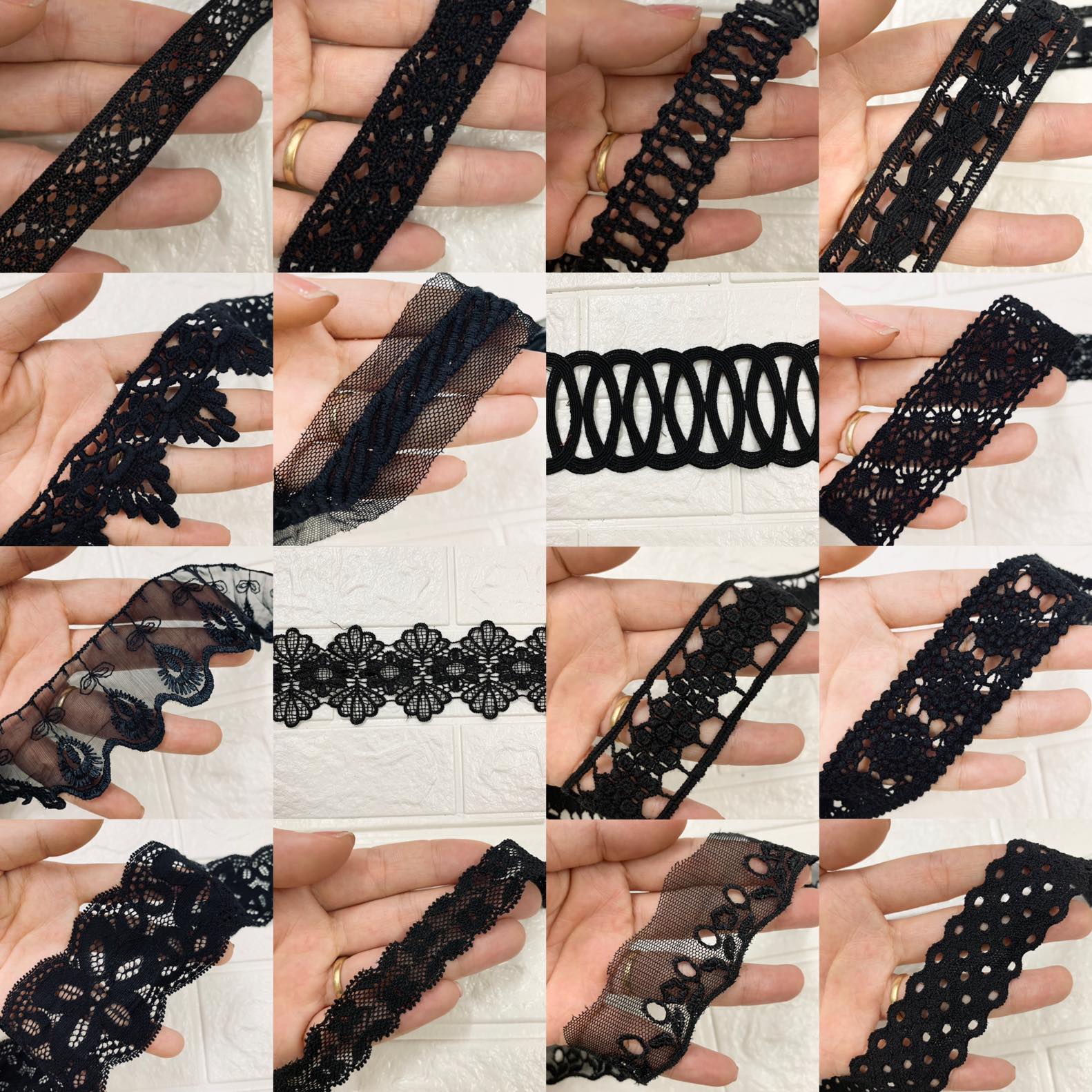 Ren viền trang trí quần áo ren thun, ren chỉ viền quần áo, đồ handmade....Hàng cắt mét theo yêu cầu 