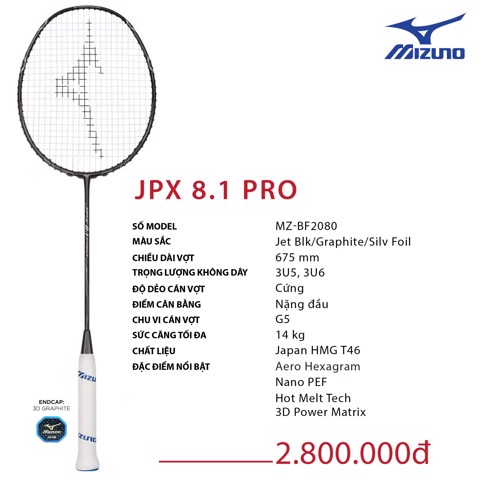Vơt cầu lông mizuno jpx 8.1 pro với sự linh hoạt cho cặp đôi và sức tấn công mạnh mẽ,dũng mãnh thiên về tấn công