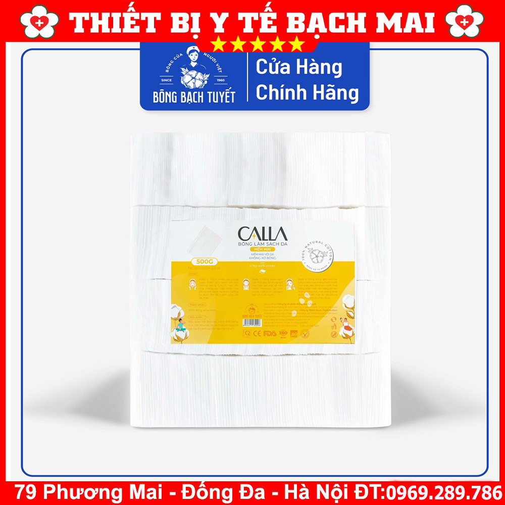 Bông làm sạch da calla mềm mịn - bông tẩy trang bạch tuyết gói 500gr