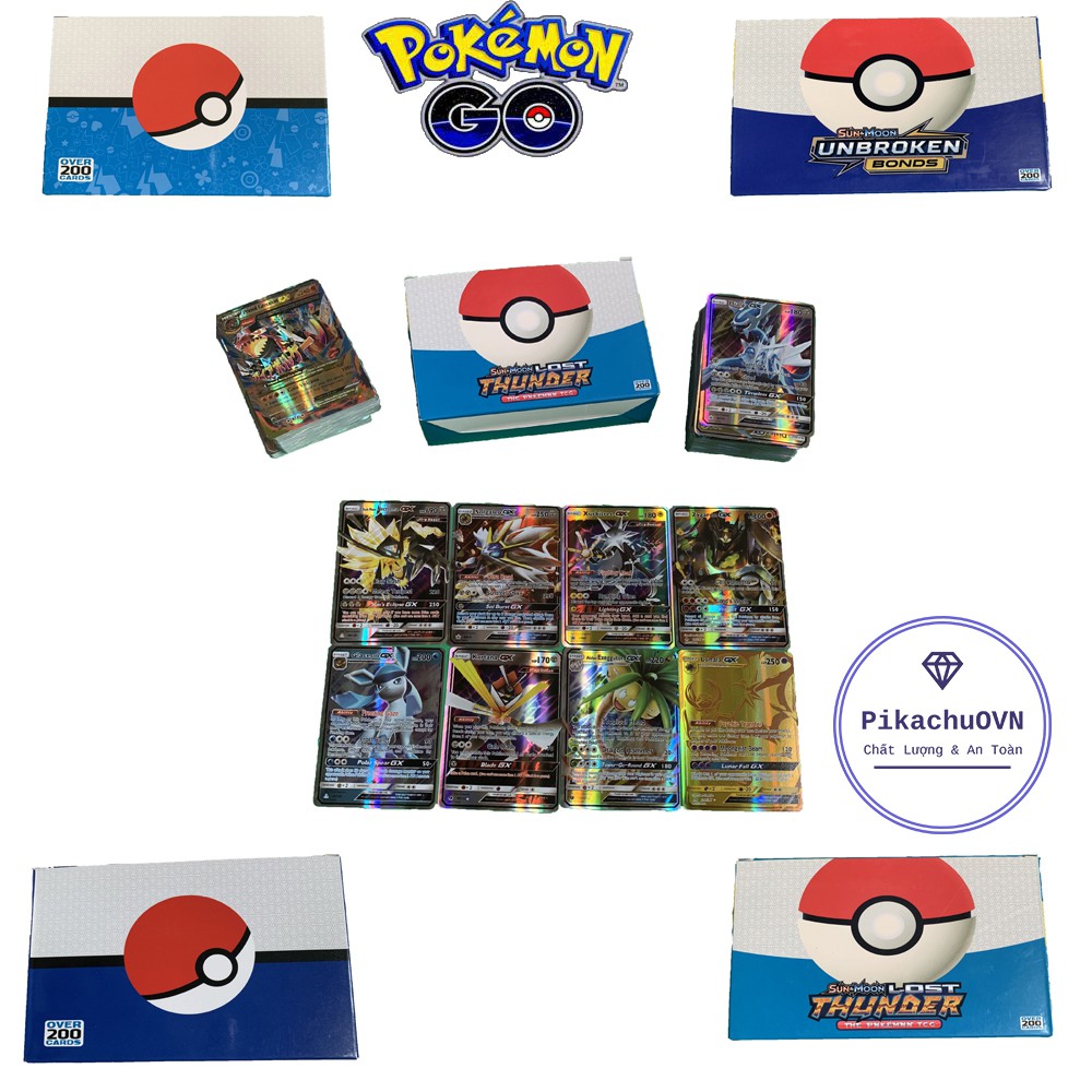 Bộ Thẻ Bài Pokemon 200 Thẻ Cao Cấp Nhiều Loại