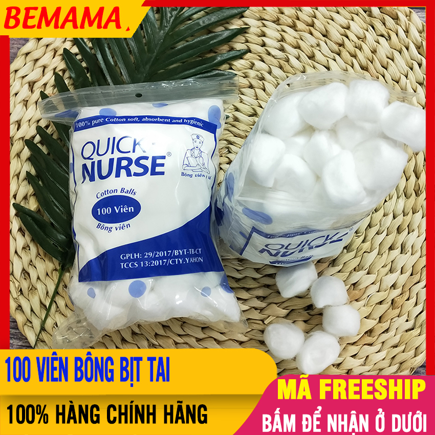 [GÓI TO 100 VIÊN] Bông Bịt Tai Chống Ồn Cho Mẹ Sau Sinh QUICK NURSE, Mềm Mại, Êm ái - Bông Bịt Tai Nữ, Bông Bịt Tai Cho Bà Đẻ, Bông Nhét Tai Chống Ồn, Bông Nút Tai BEMAMA - Bông Bịt Tai Quick Nurse - 8936040074126