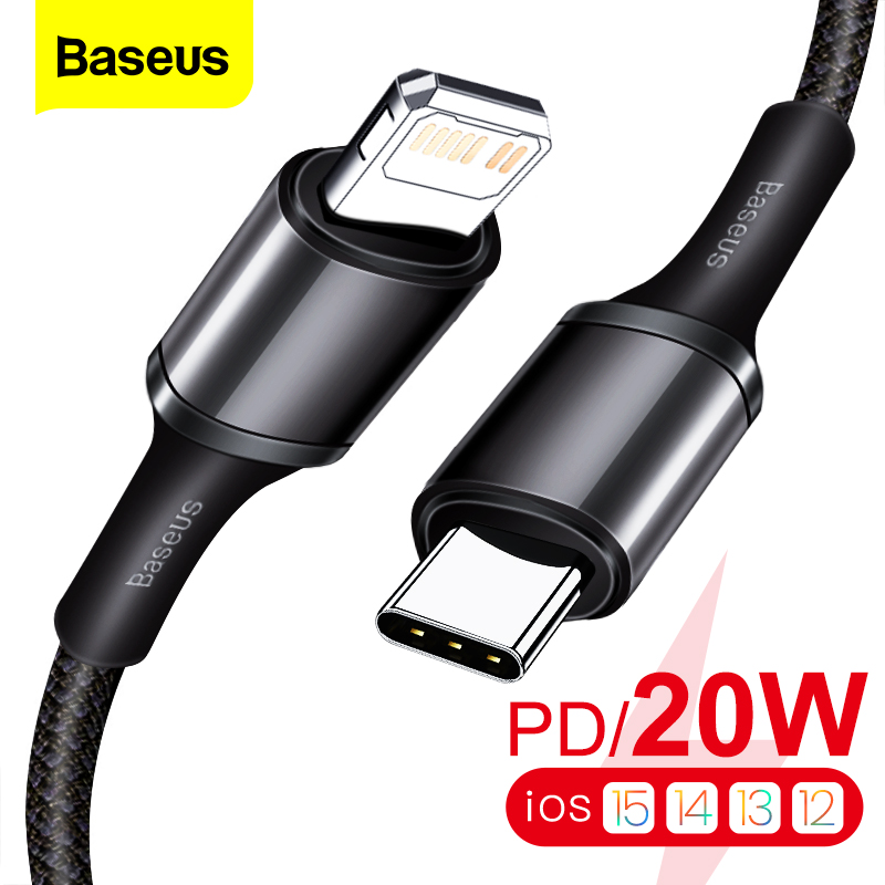Baseus Cáp sạc nhanh 20W USB C to Lightning PD Cáp sạc nhanh Cáp nylon bện cho iPhone 13 12 11 Pro Xs Max Dây dữ liệu sạc iPad