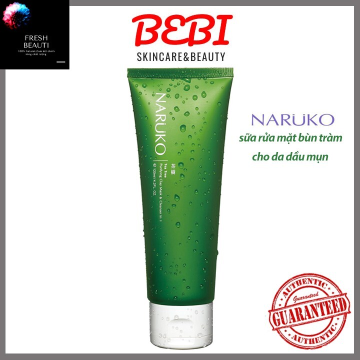 [CHÍNH HÃNG+FREESHIP]NARUKO TEA TREE CLAY CLEANSER - SRM TRÀ TRÀM DẠNG BÙN KIỂM SOÁT DẦU, THU NHỎ LỖ CHÂN LÔNG 120GR